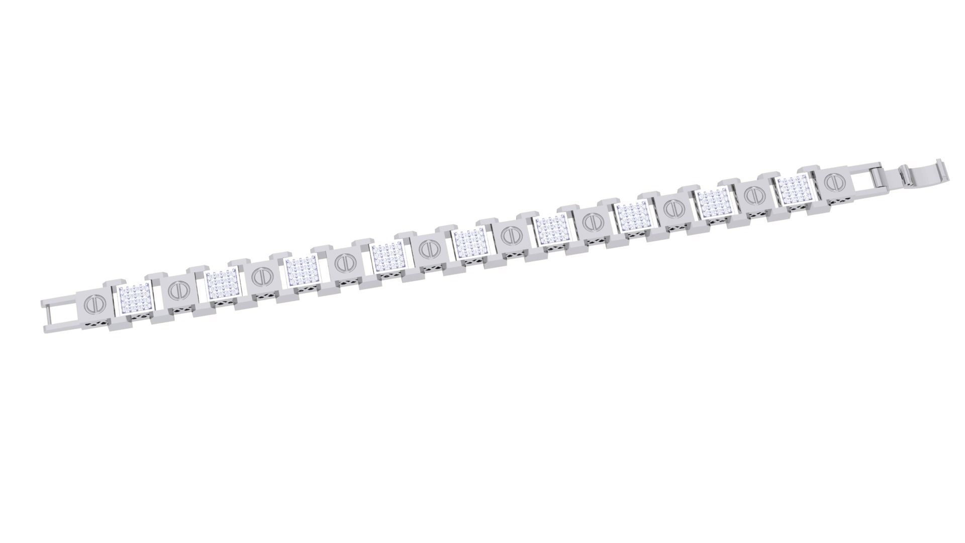Screw Head Chain Style Unisex Diamond Bracelet 3dm renders 3D print model_2
