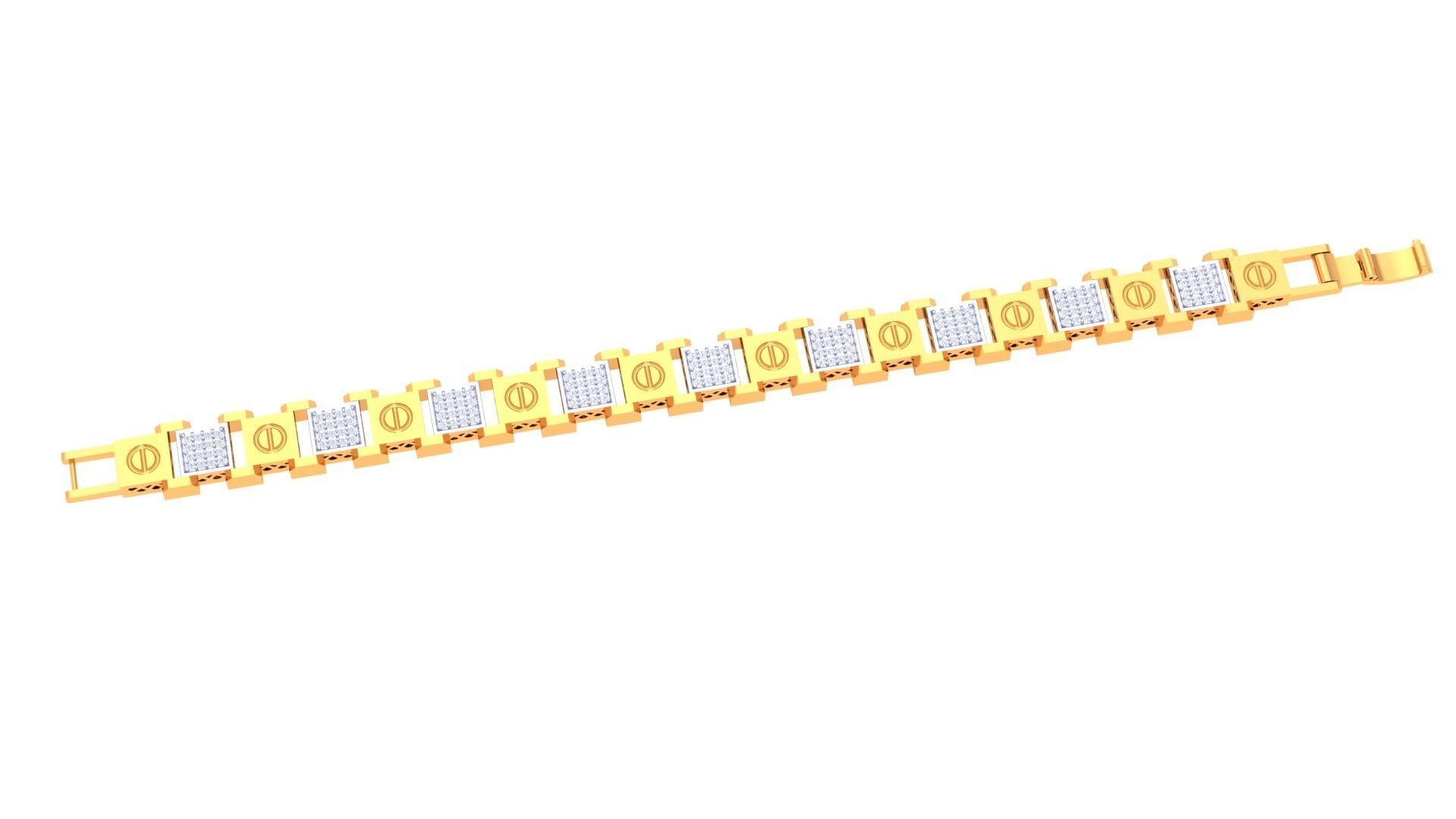Screw Head Chain Style Unisex Diamond Bracelet 3dm renders 3D print model_1