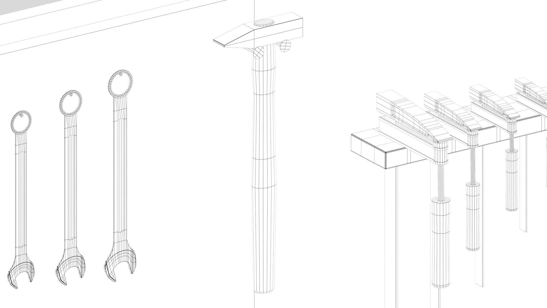 Workbench with Tools Low-poly 3D model_15