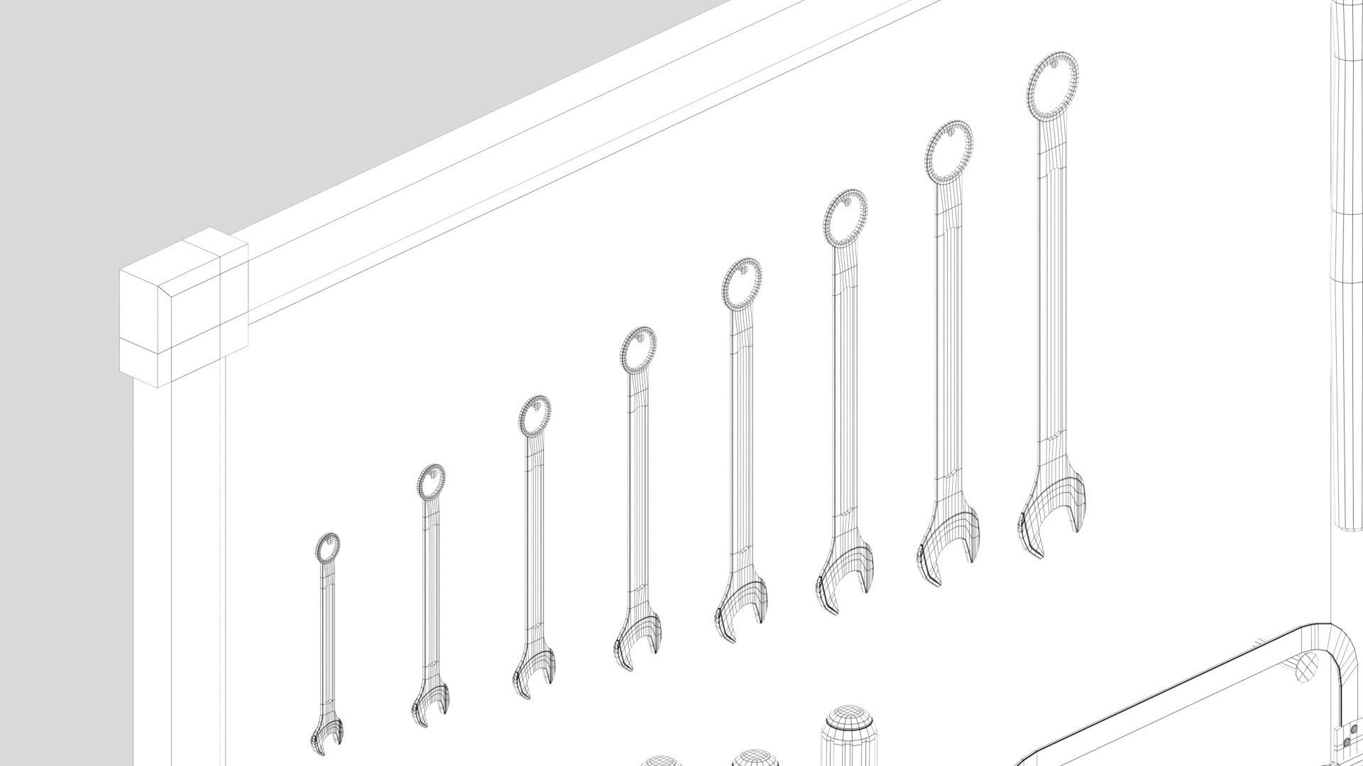 Workbench with Tools Low-poly 3D model_20