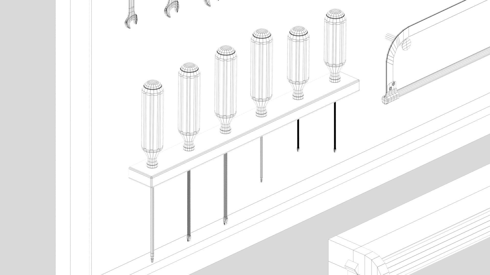 Workbench with Tools Low-poly 3D model_19
