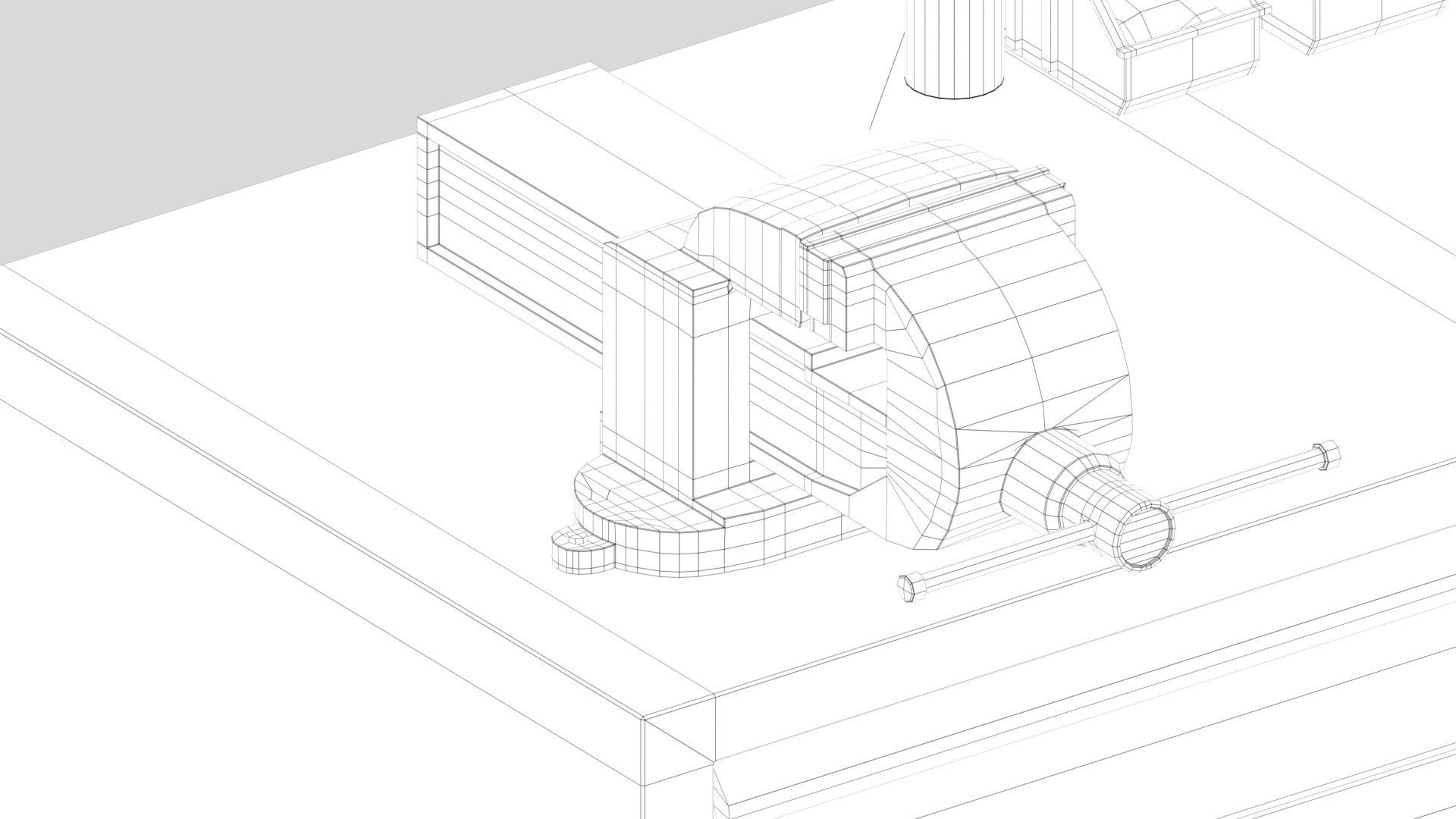 Workbench with Tools Low-poly 3D model_11