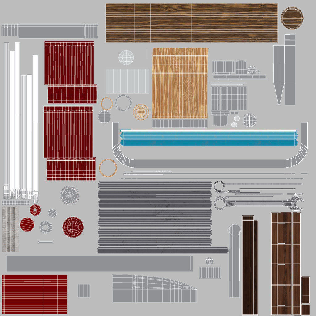 Workbench with Tools Low-poly 3D model_23