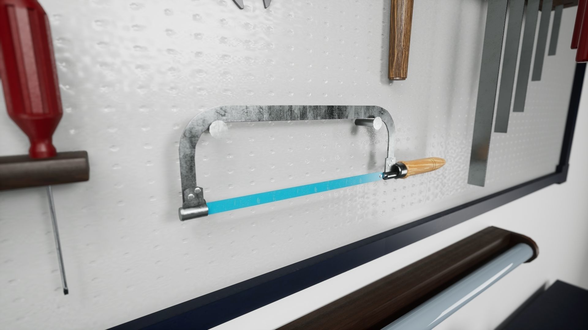 Workbench with Tools Low-poly 3D model_4