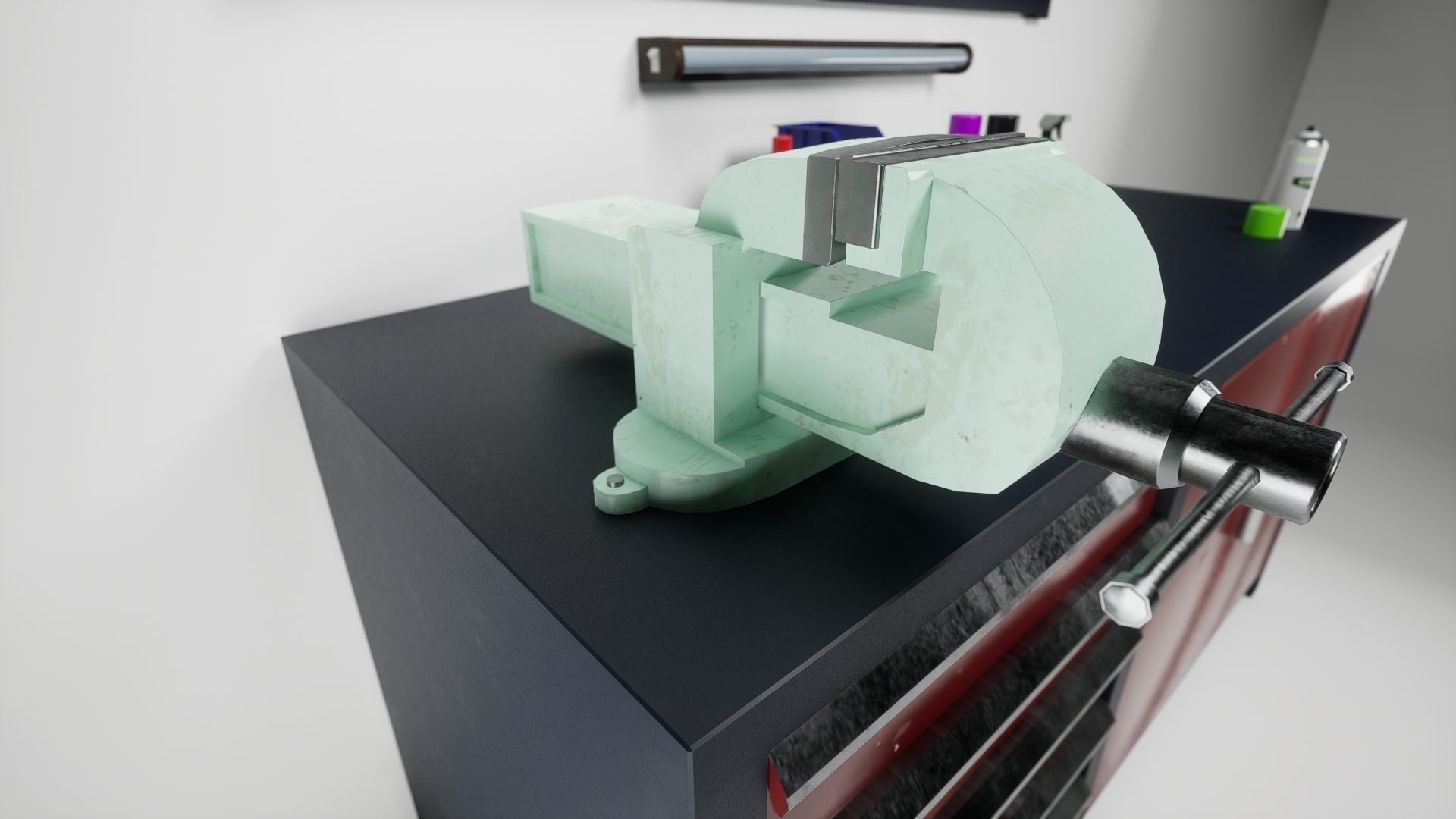 Workbench with Tools Low-poly 3D model_8