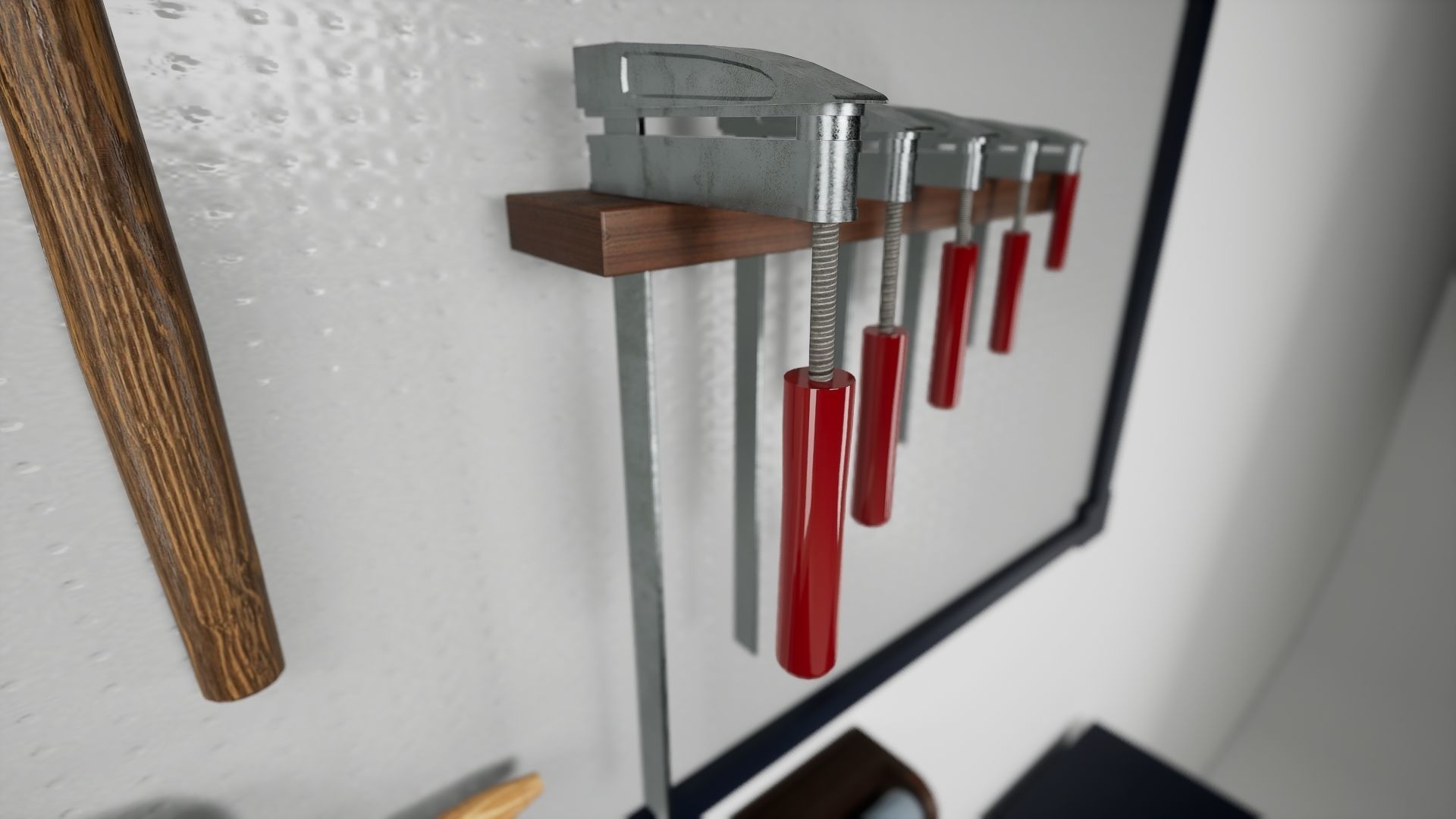 Workbench with Tools Low-poly 3D model_6