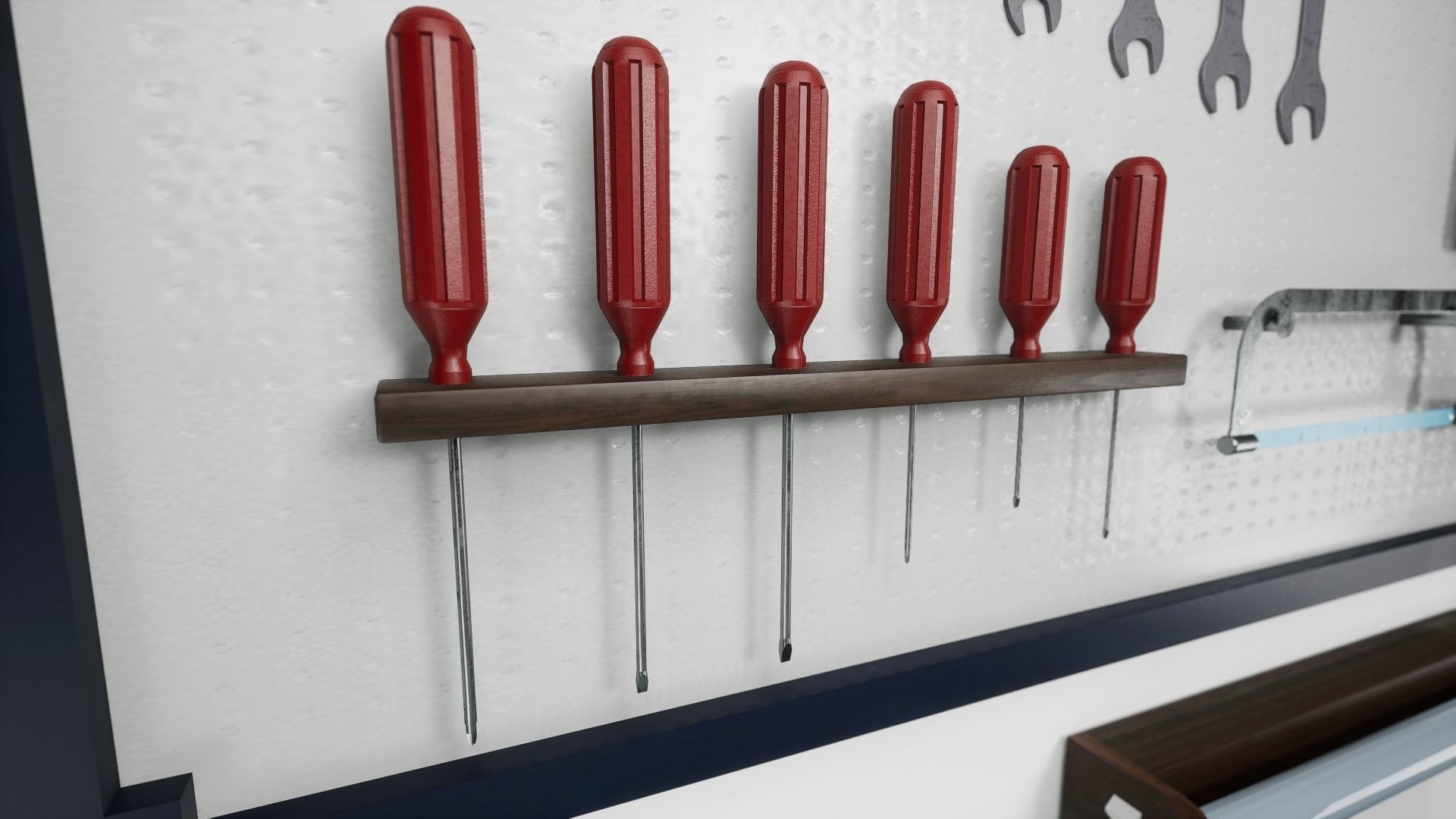 Workbench with Tools Low-poly 3D model_2