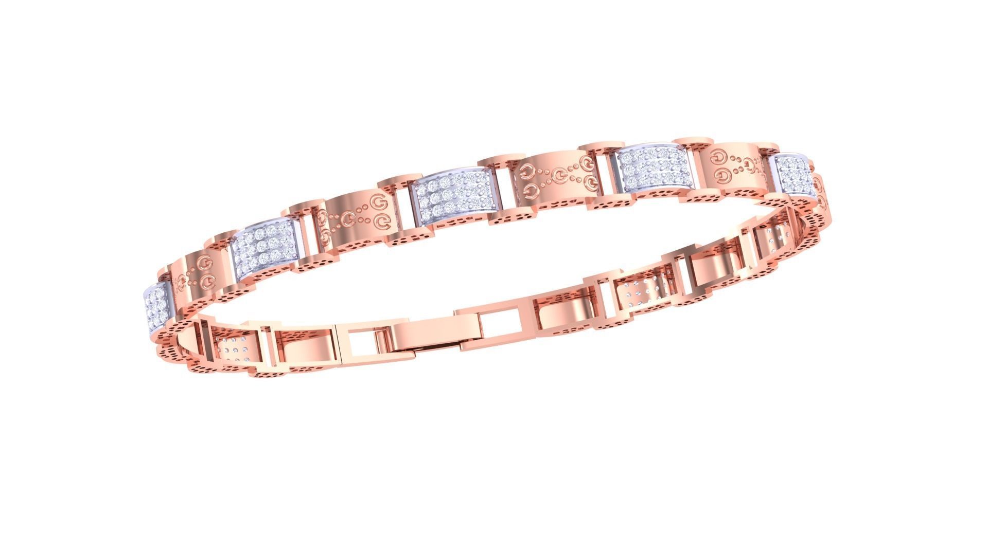 Chain Style Unisex Diamond Bracelet 3dm renders 3D print model_3
