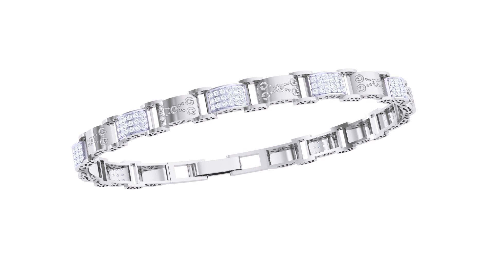 Chain Style Unisex Diamond Bracelet 3dm renders 3D print model_4