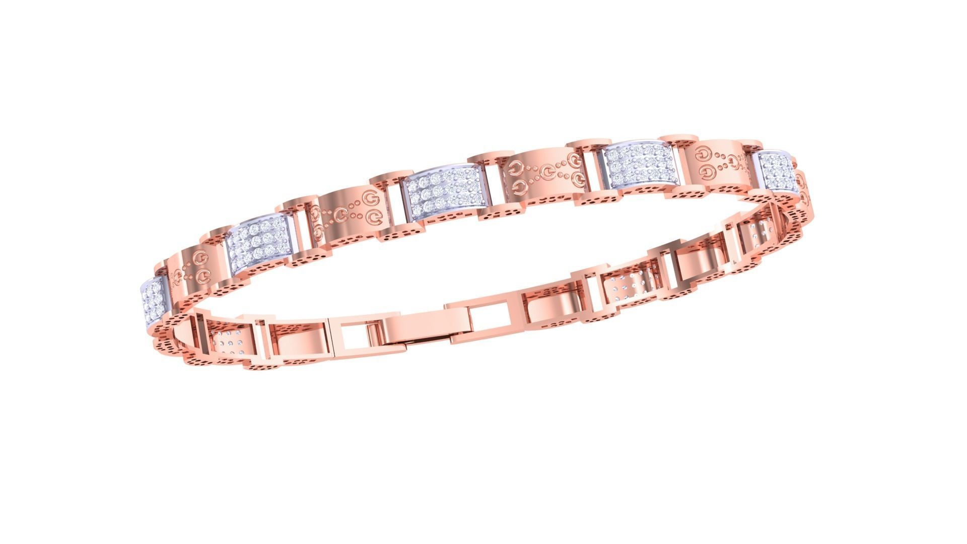 Chain Style Unisex Diamond Bracelet 3dm renders 3D print model_6