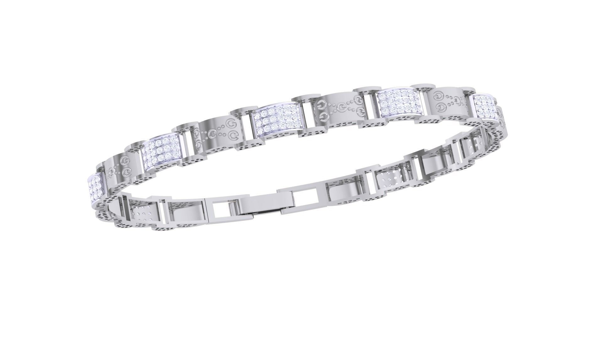 Chain Style Unisex Diamond Bracelet 3dm renders 3D print model_7