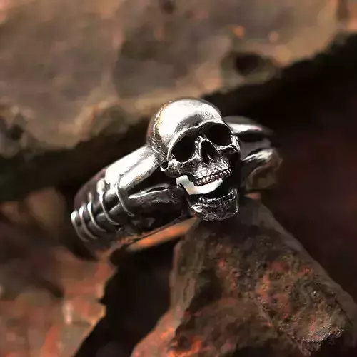 Skull With Stitching Ring