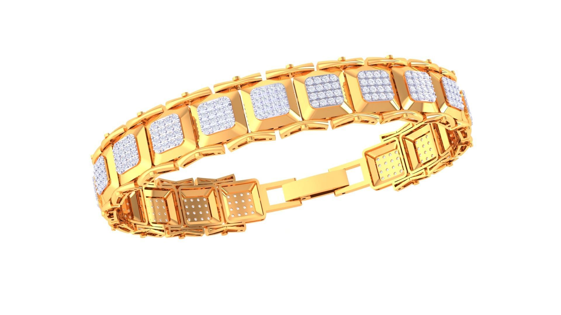 Chain Style Unisex Diamond Bracelet 3dm renders 3D print model_5
