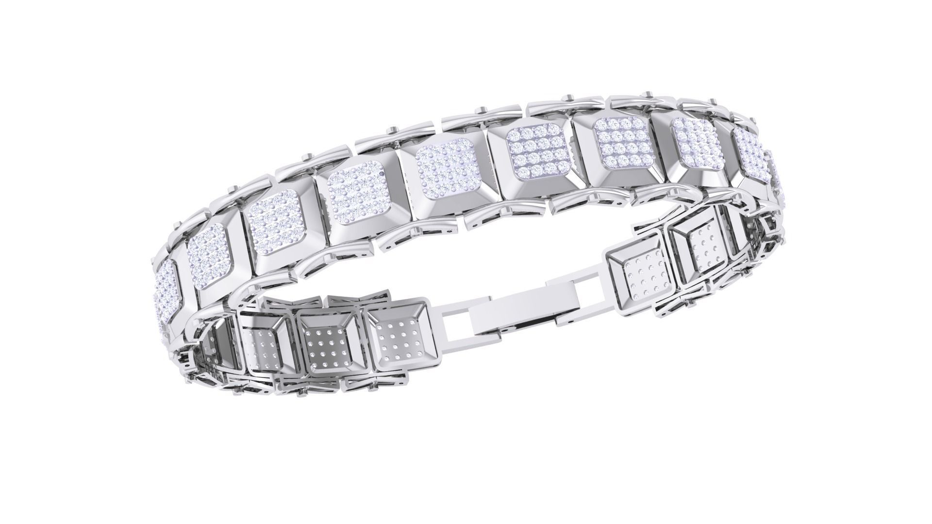 Chain Style Unisex Diamond Bracelet 3dm renders 3D print model_4
