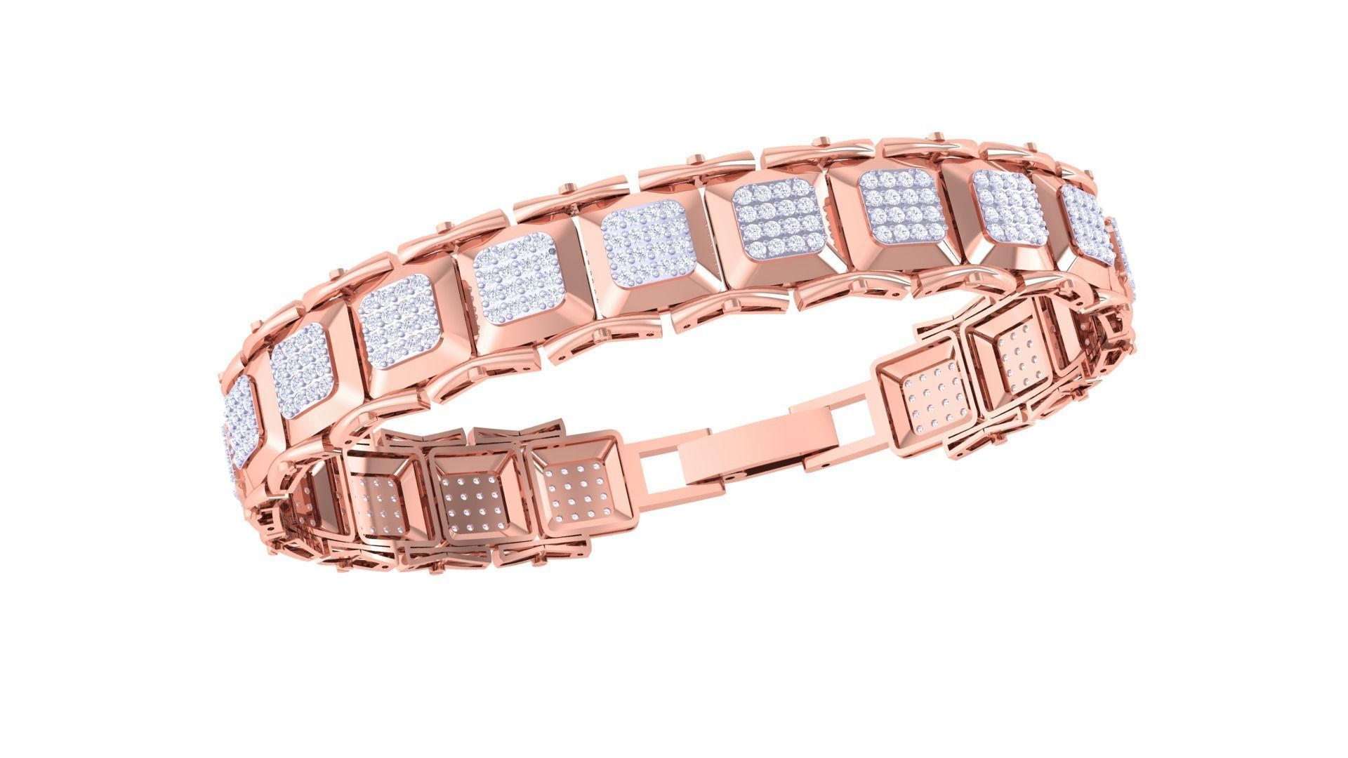 Chain Style Unisex Diamond Bracelet 3dm renders 3D print model_6