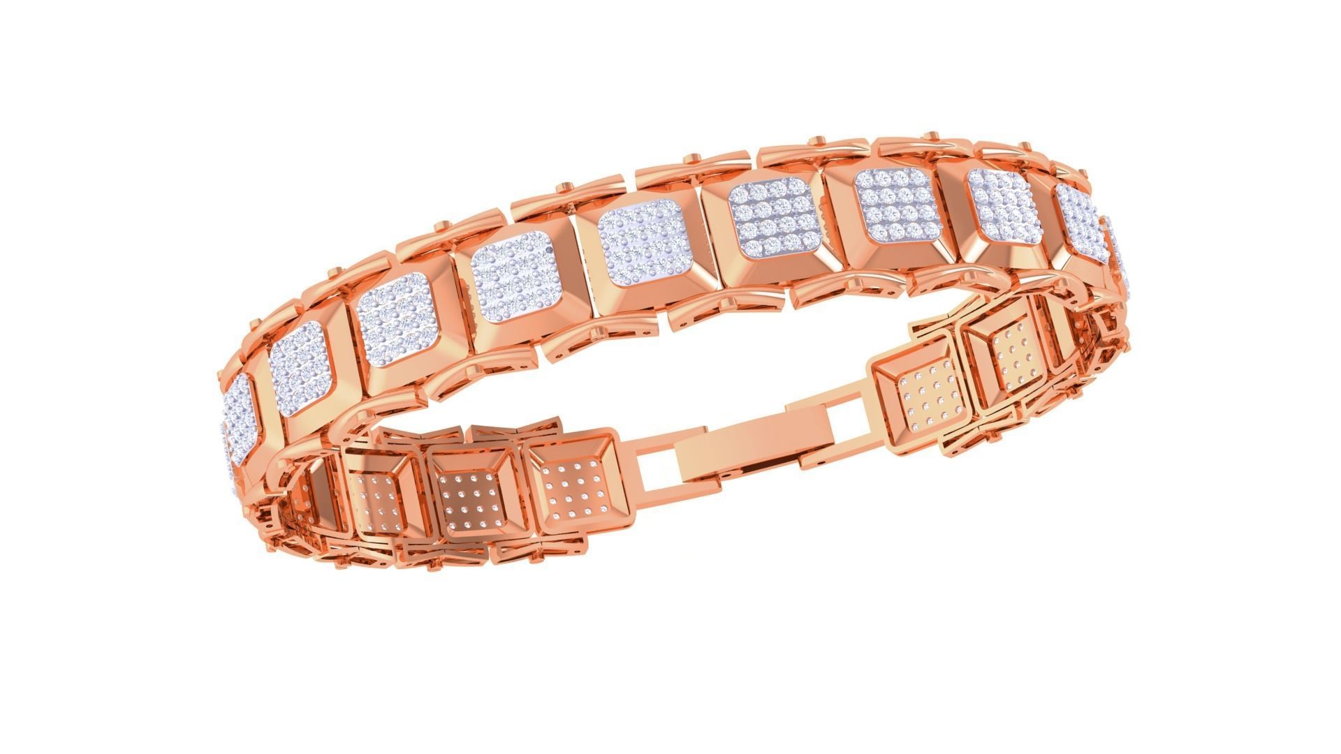 Chain Style Unisex Diamond Bracelet 3dm renders 3D print model_8