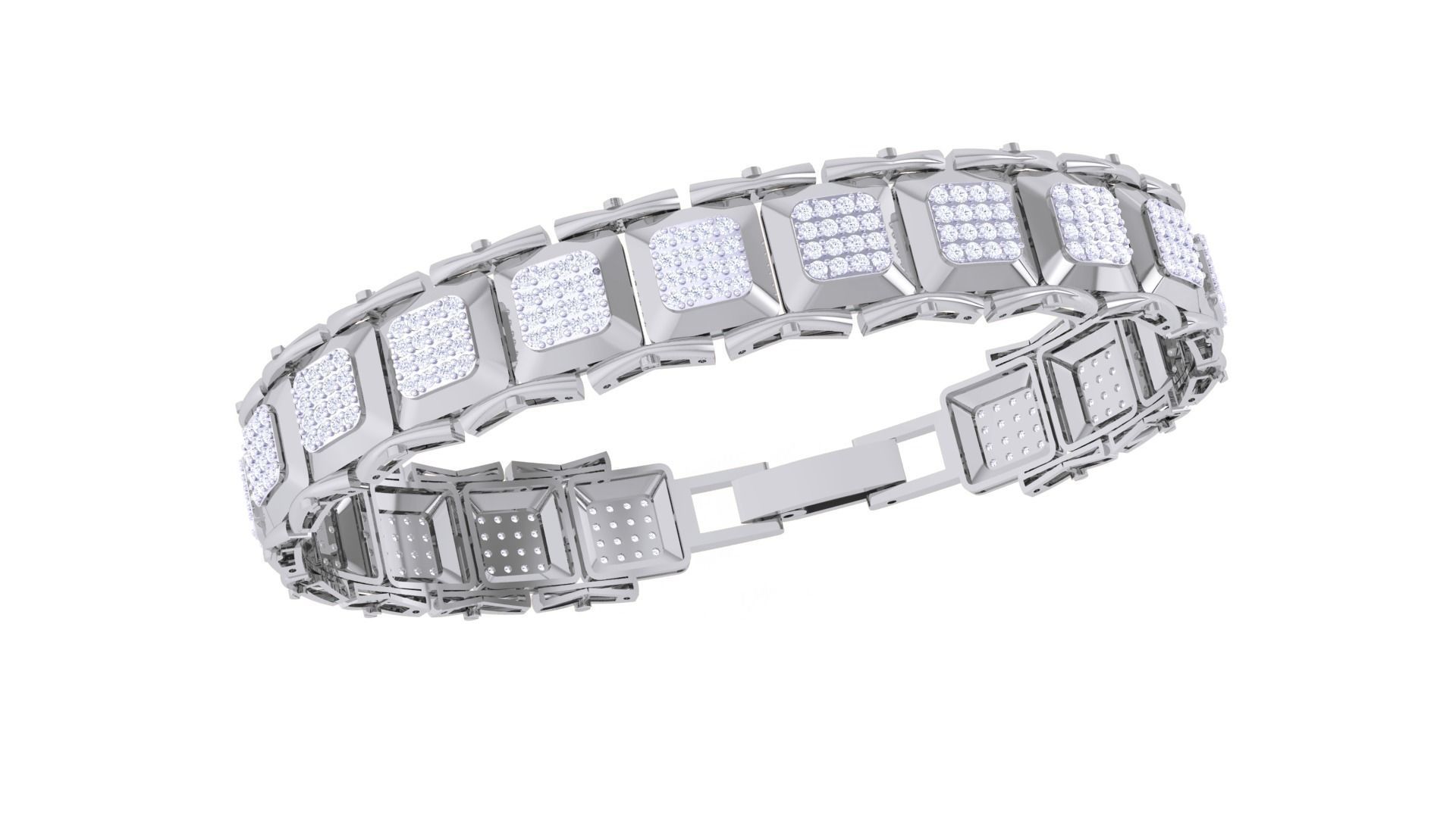 Chain Style Unisex Diamond Bracelet 3dm renders 3D print model_7