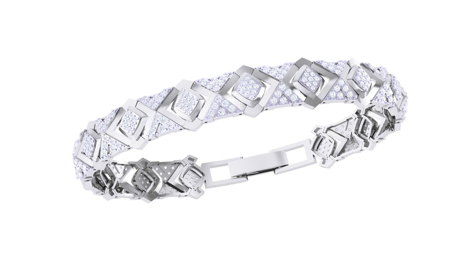 Chain Style Unisex Diamond Bracelet 3dm renders 3D print model_4