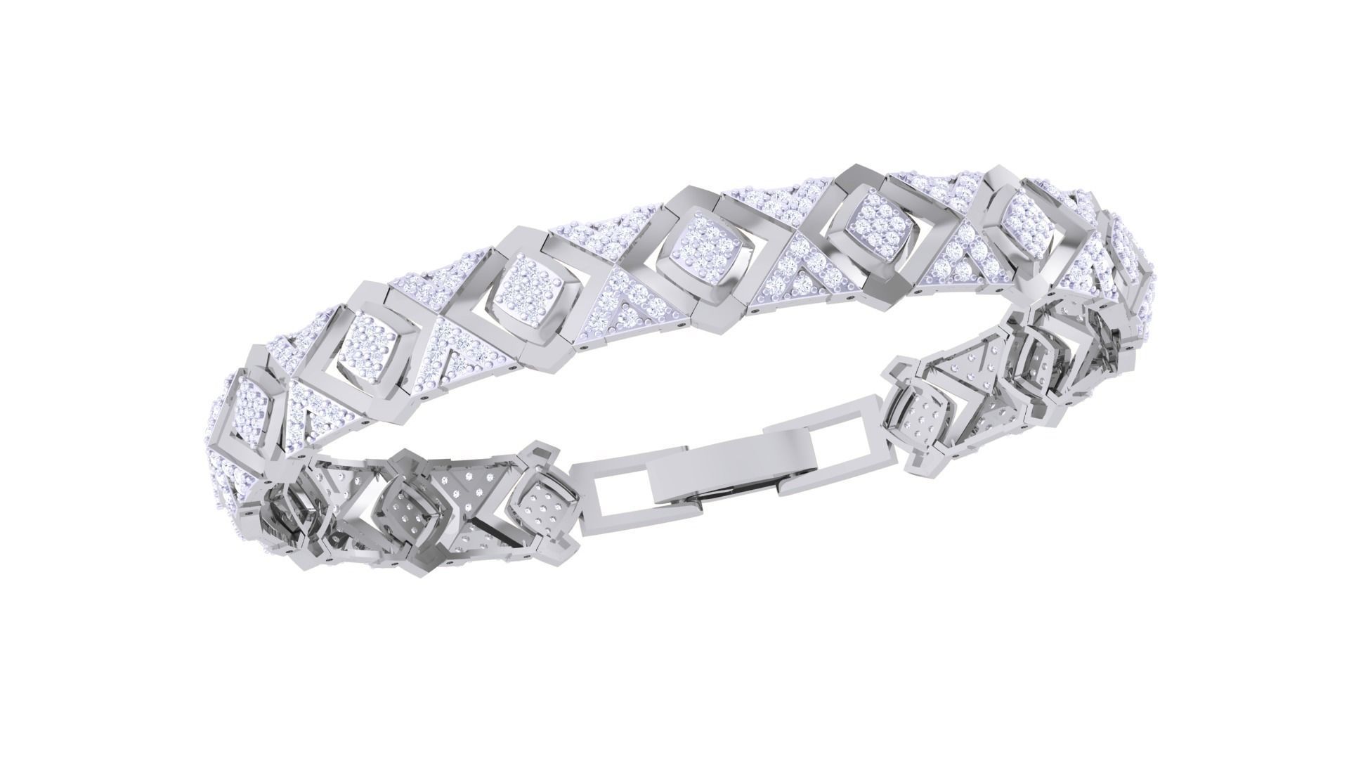 Chain Style Unisex Diamond Bracelet 3dm renders 3D print model_8