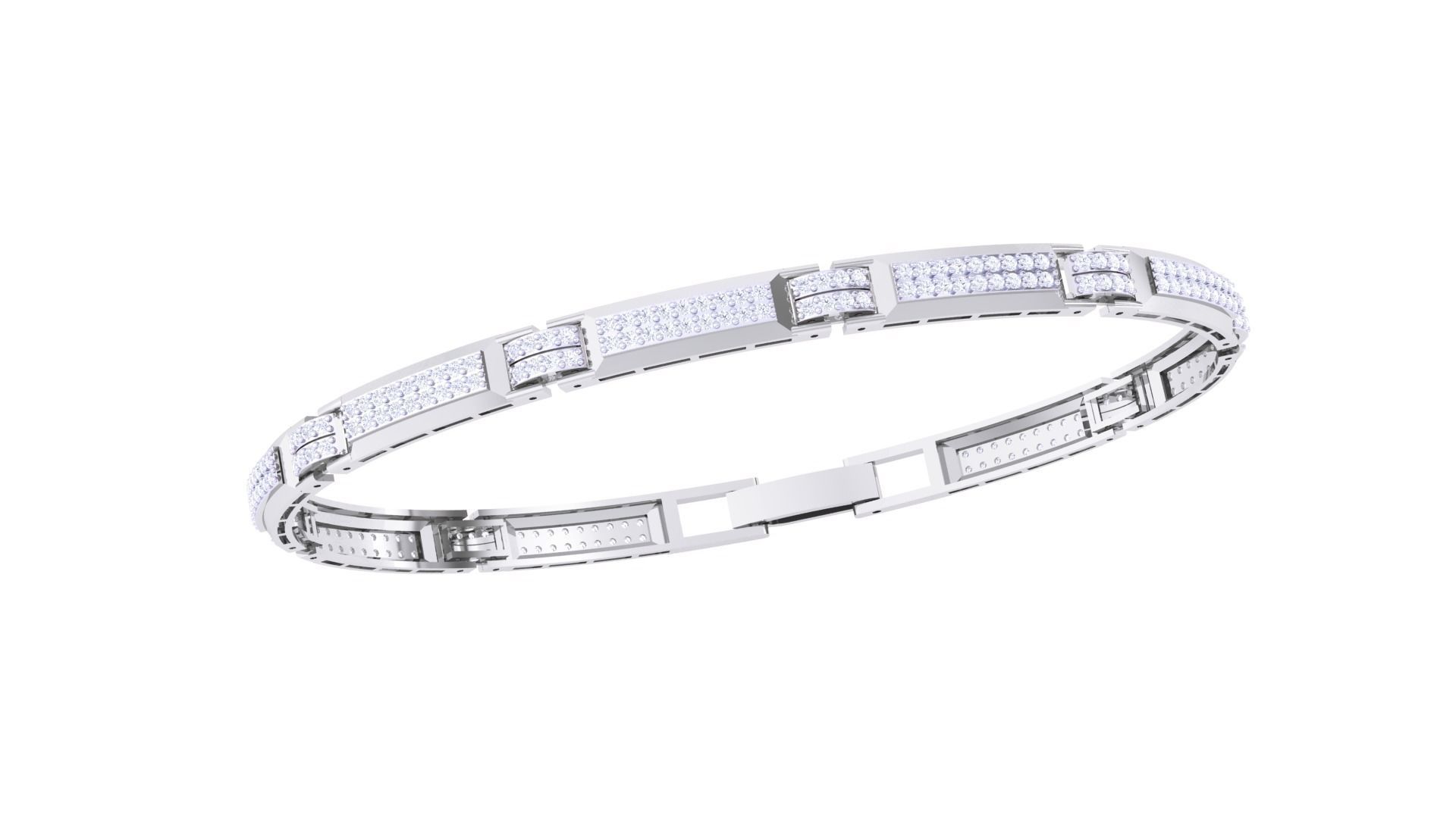 Chain Style Unisex Diamond Bracelet 3dm renders 3D print model_4