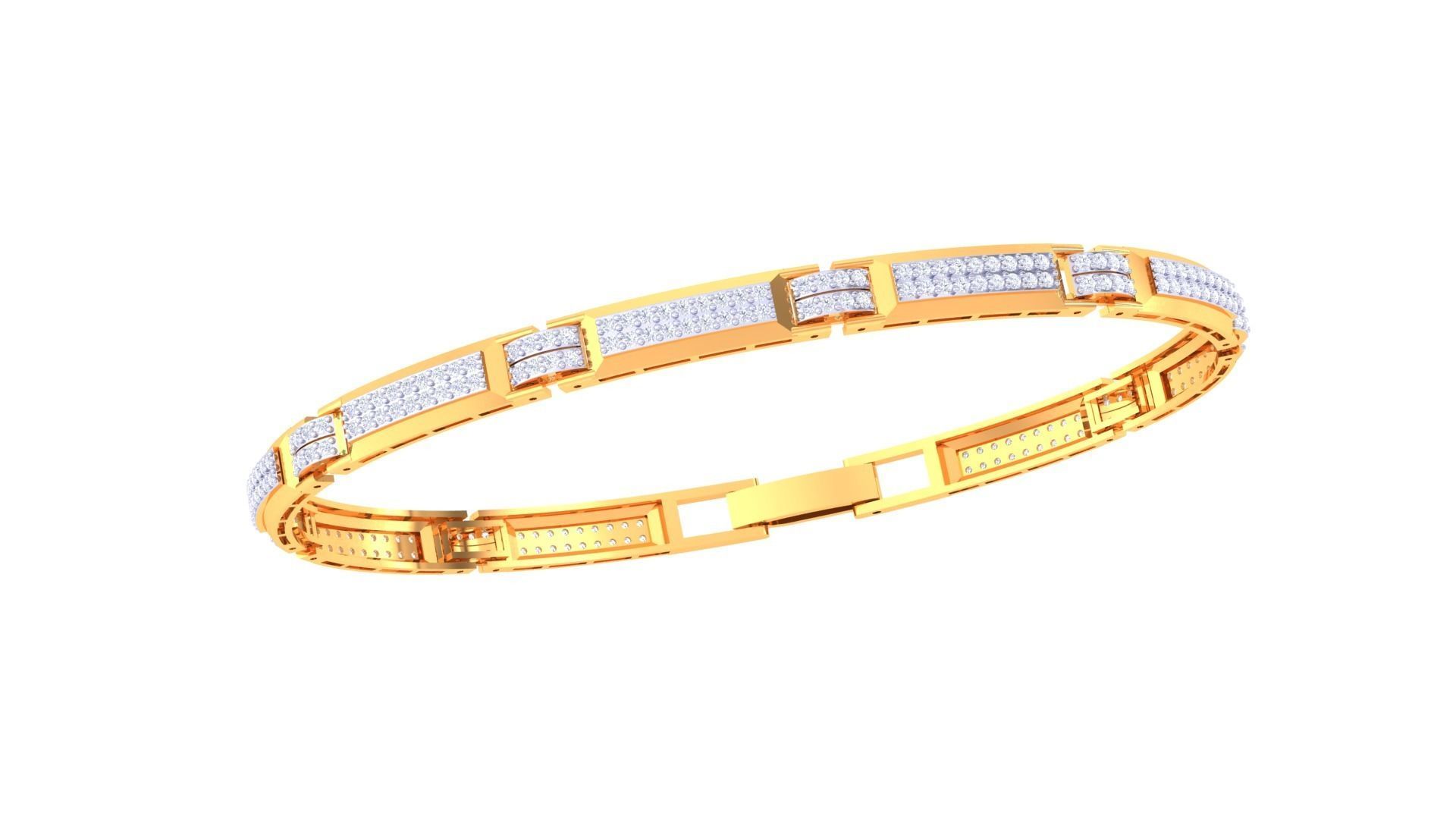 Chain Style Unisex Diamond Bracelet 3dm renders 3D print model_5