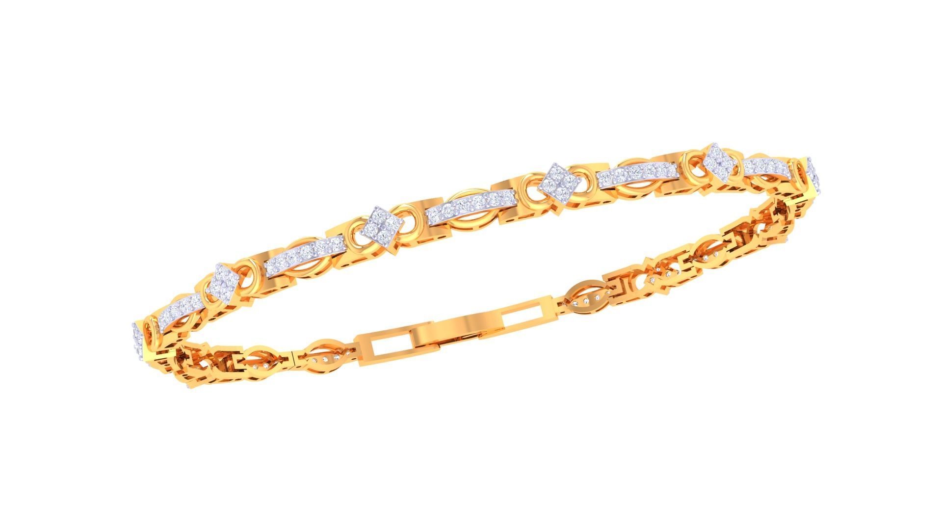 Chain Style Unisex Diamond Bracelet 3dm renders 3D print model_5