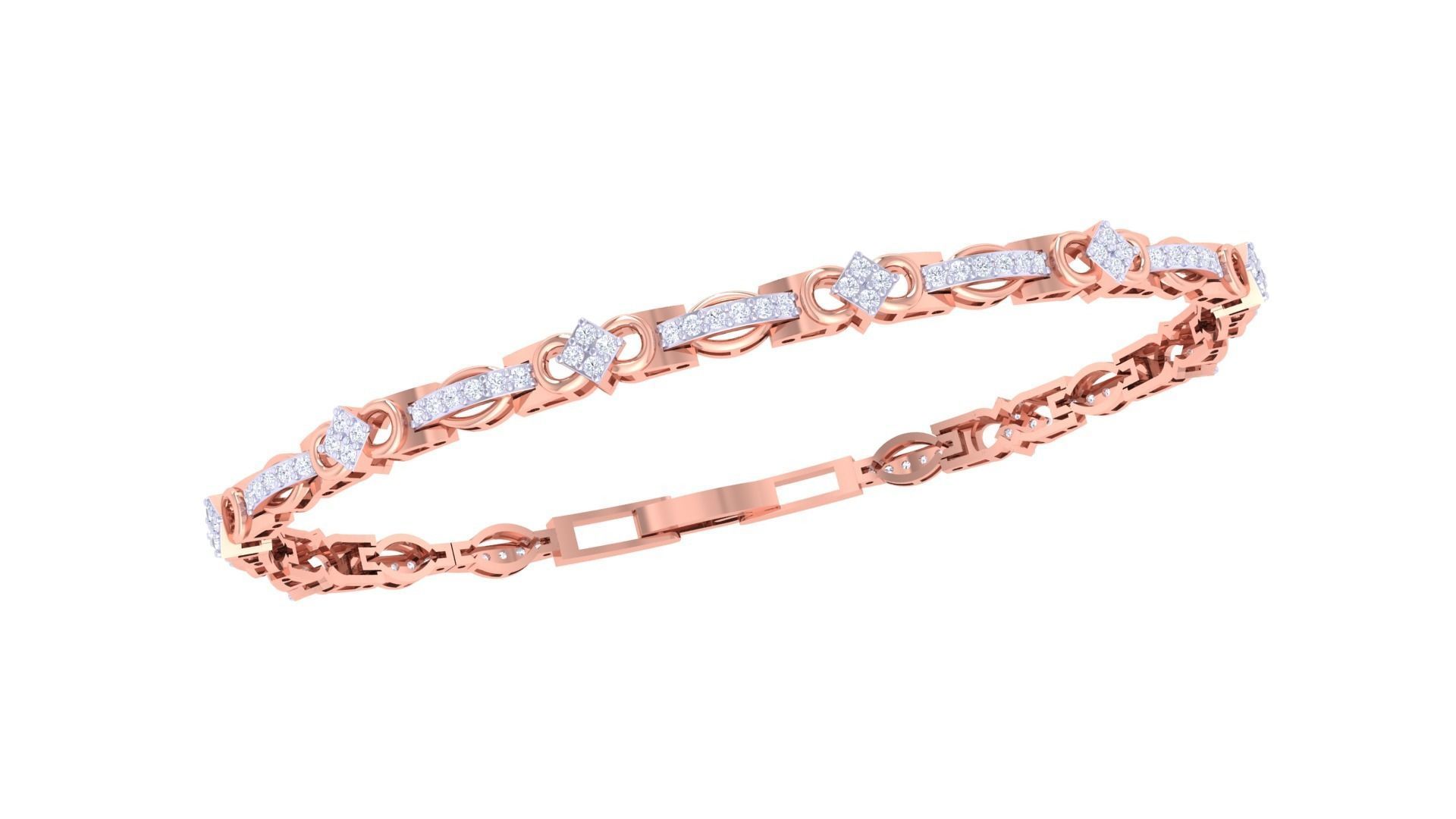 Chain Style Unisex Diamond Bracelet 3dm renders 3D print model_6