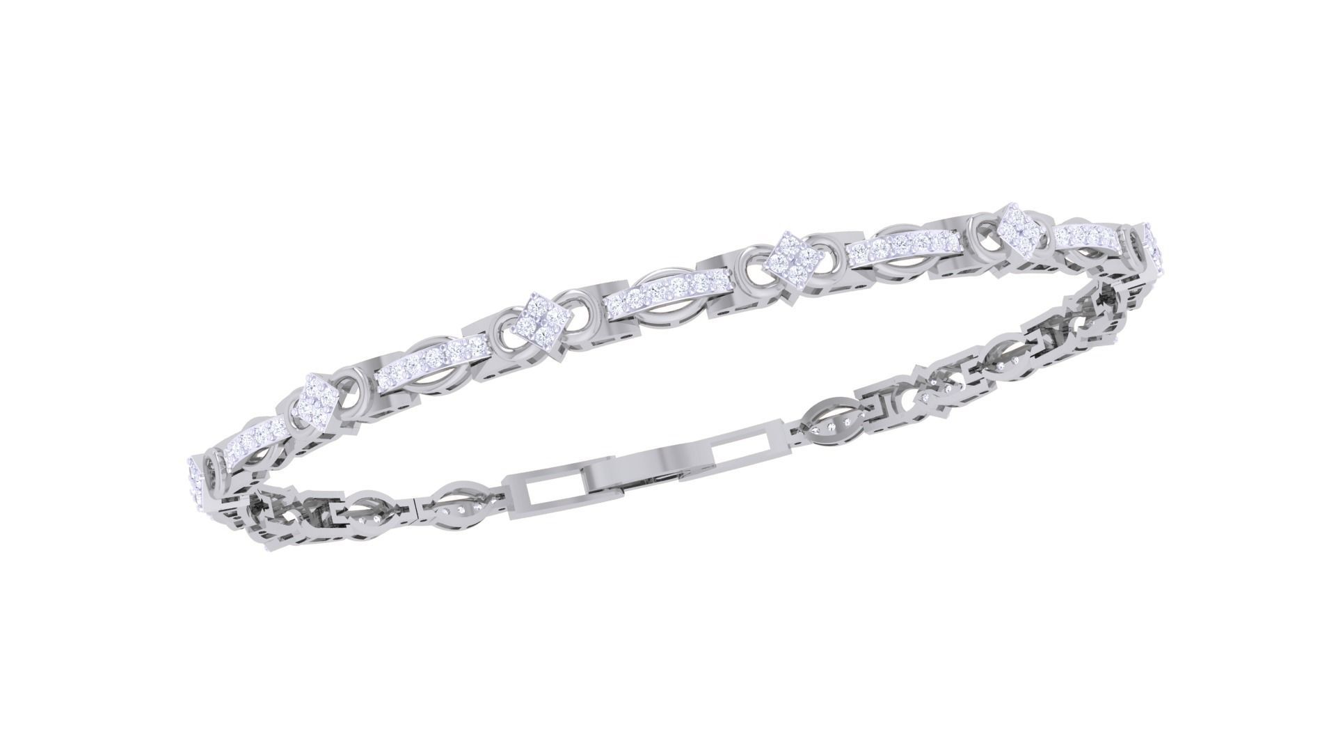 Chain Style Unisex Diamond Bracelet 3dm renders 3D print model_7