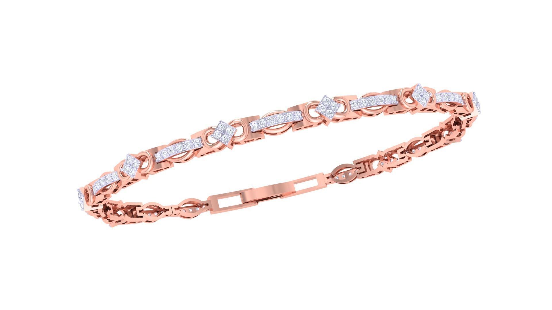 Chain Style Unisex Diamond Bracelet 3dm renders 3D print model_3