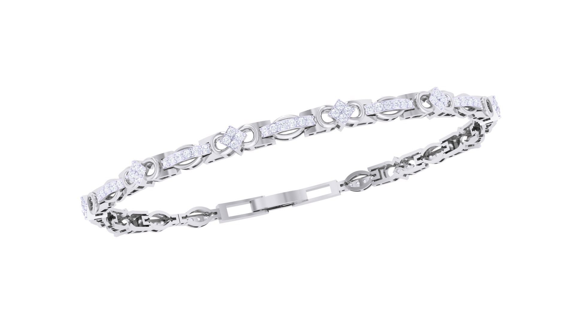 Chain Style Unisex Diamond Bracelet 3dm renders 3D print model_4