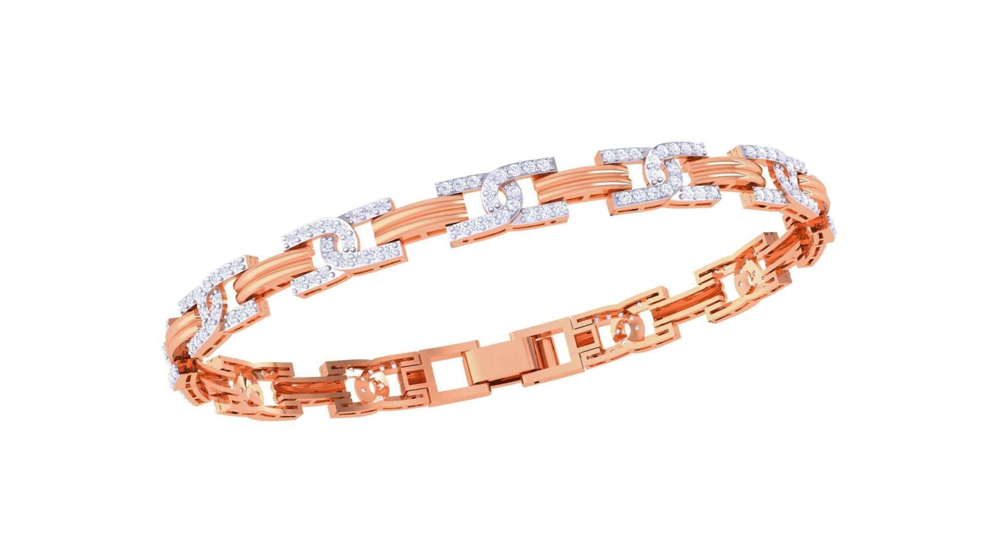 Chain Style Unisex Diamond Bracelet 3dm renders 3D print model_8