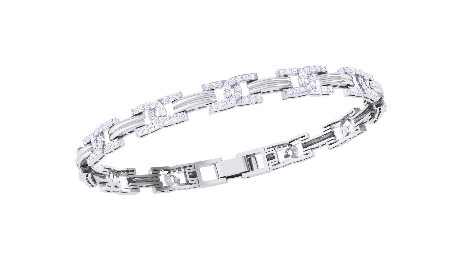 Chain Style Unisex Diamond Bracelet 3dm renders 3D print model_4