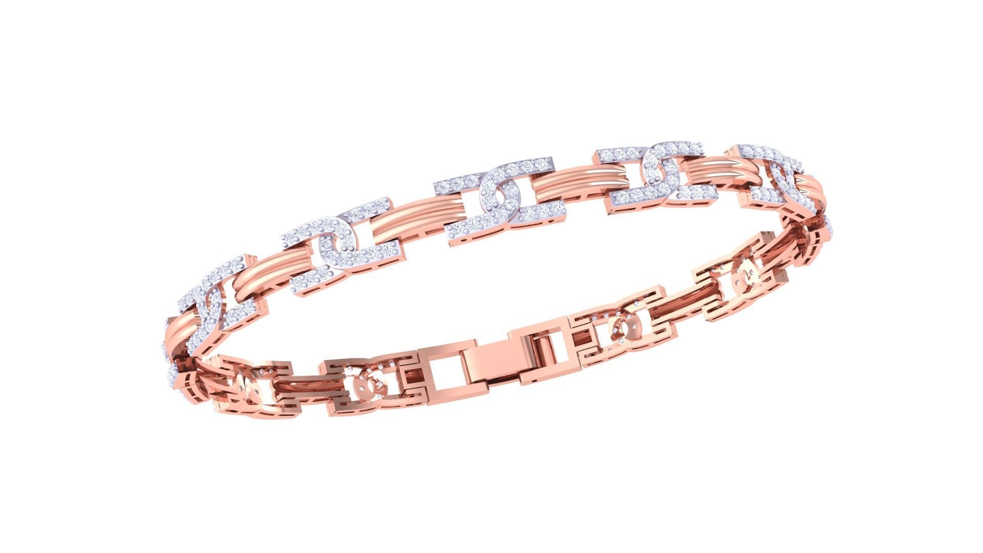 Chain Style Unisex Diamond Bracelet 3dm renders 3D print model_3