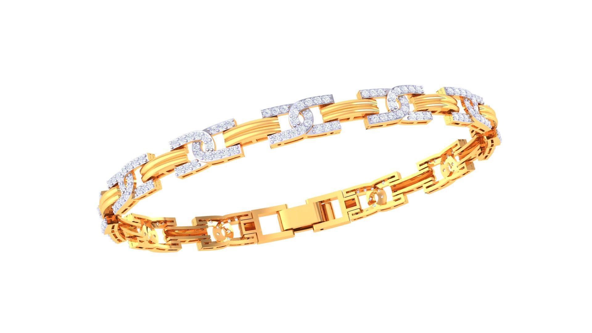 Chain Style Unisex Diamond Bracelet 3dm renders 3D print model_6