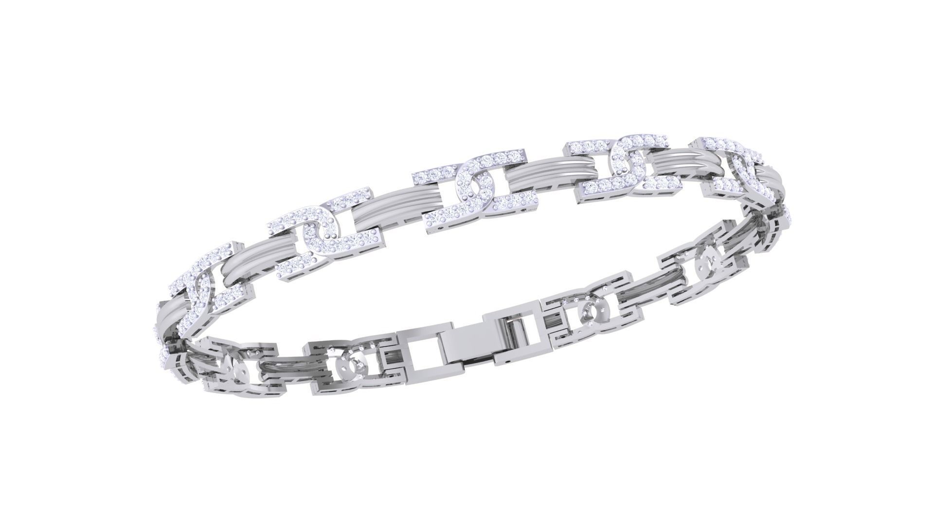 Chain Style Unisex Diamond Bracelet 3dm renders 3D print model_7