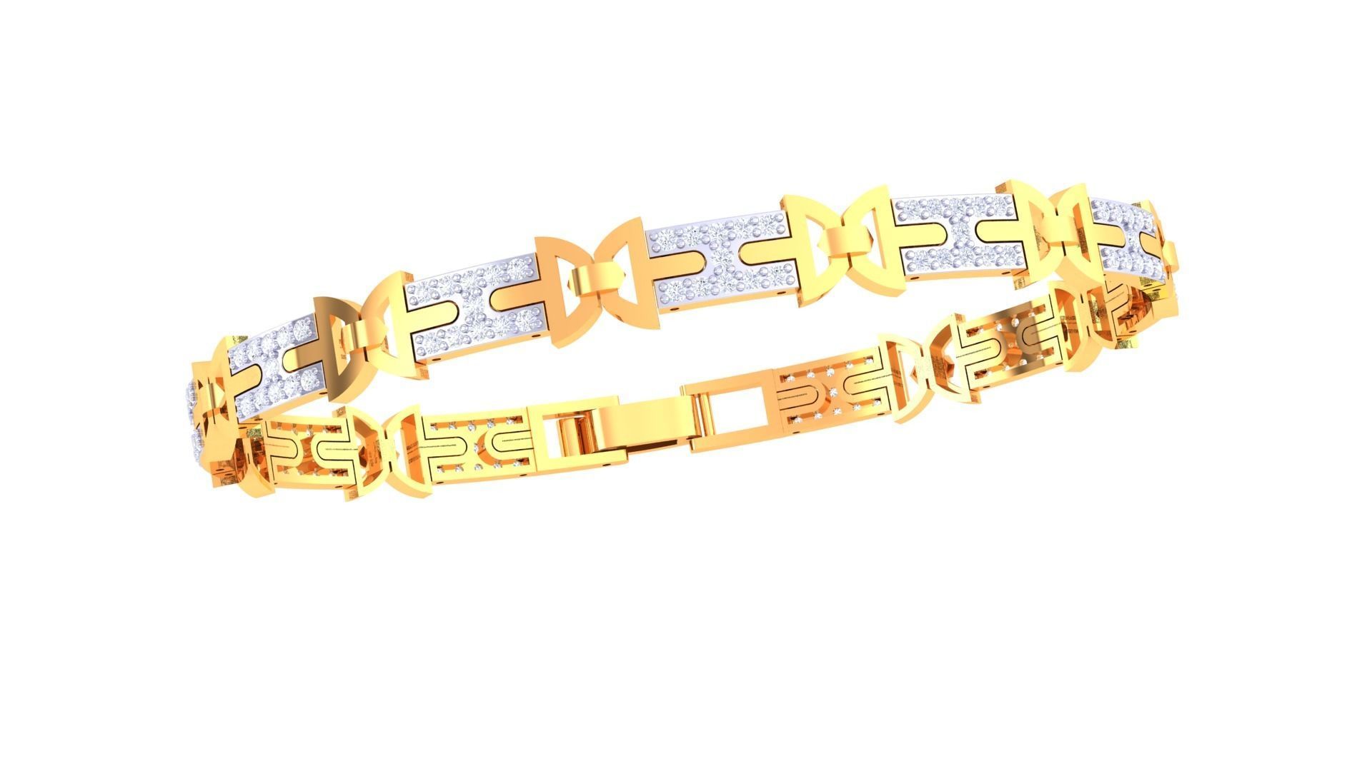 Chain Style Unisex Diamond Bracelet 3dm renders 3D print model_7
