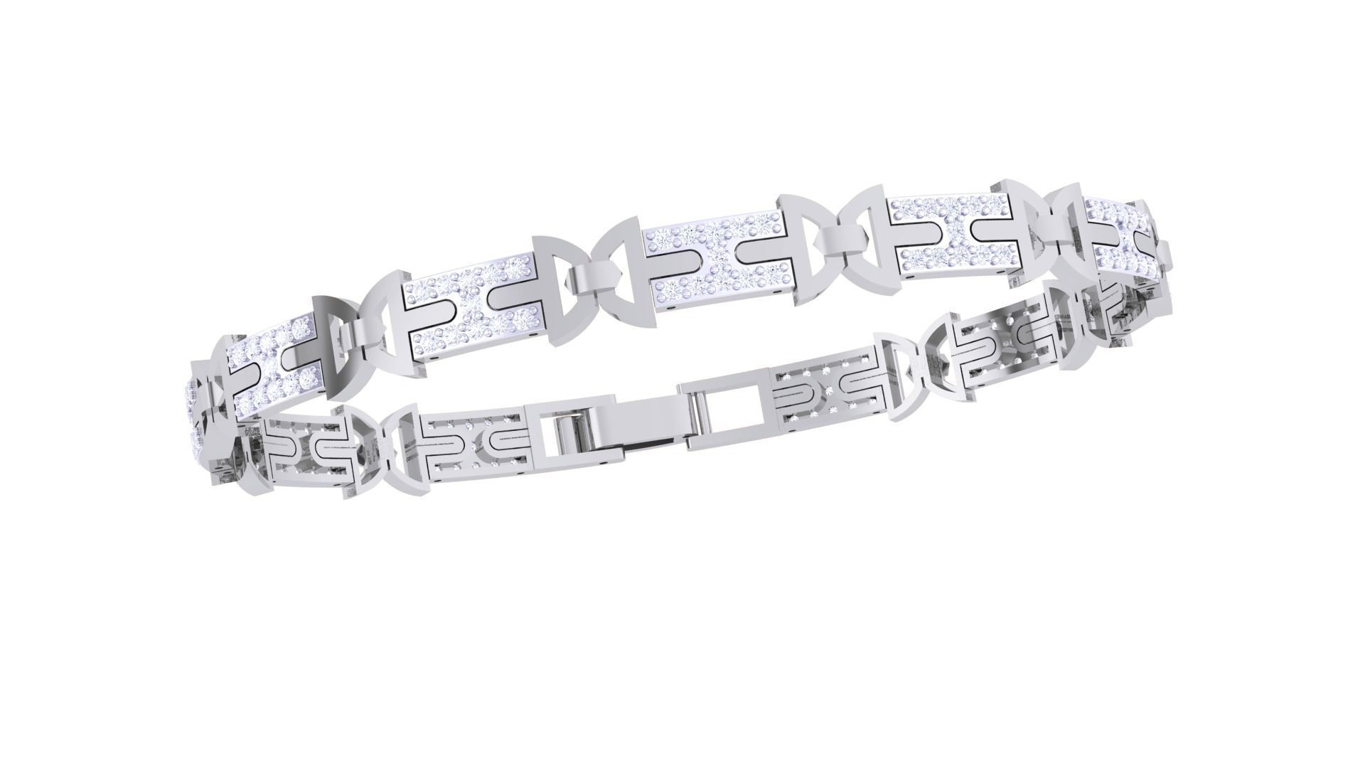 Chain Style Unisex Diamond Bracelet 3dm renders 3D print model_6