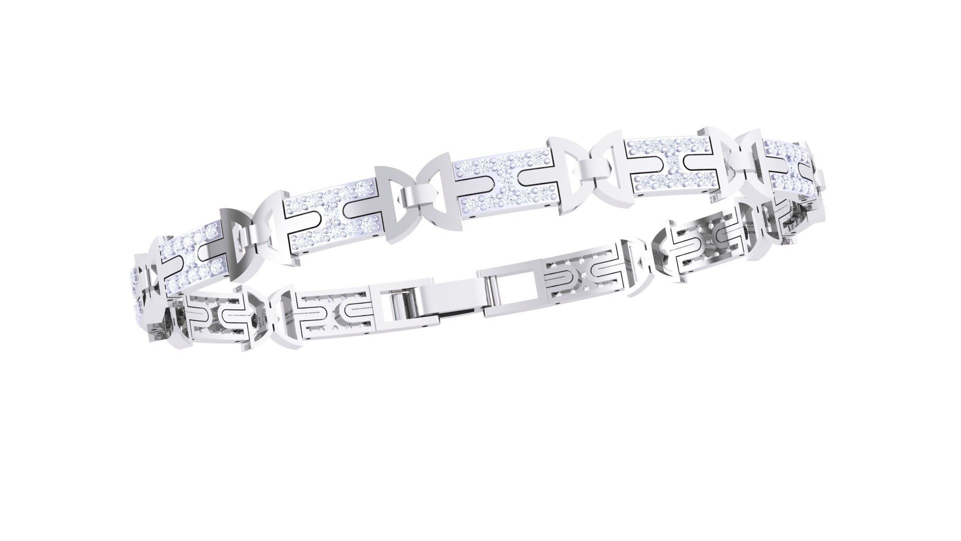 Chain Style Unisex Diamond Bracelet 3dm renders 3D print model_4