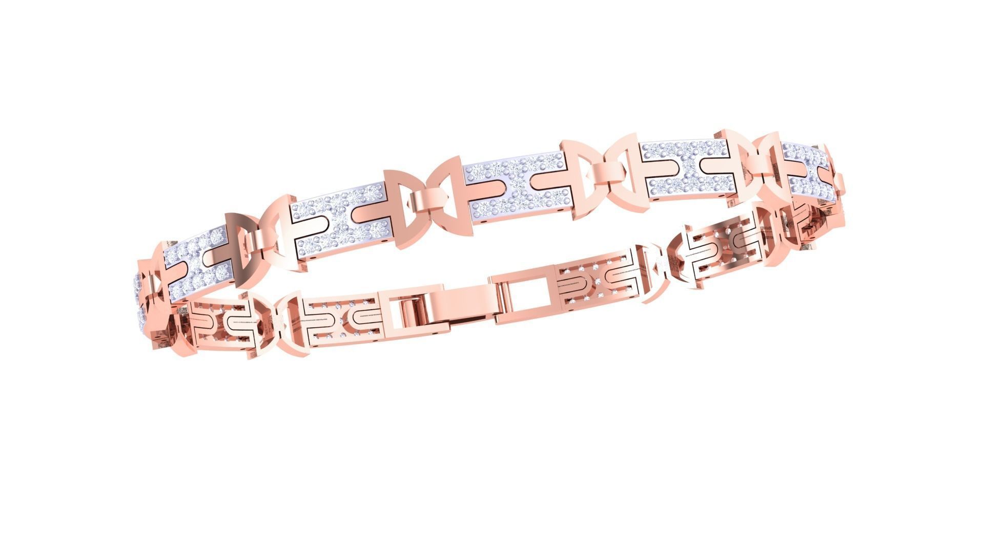 Chain Style Unisex Diamond Bracelet 3dm renders 3D print model_5