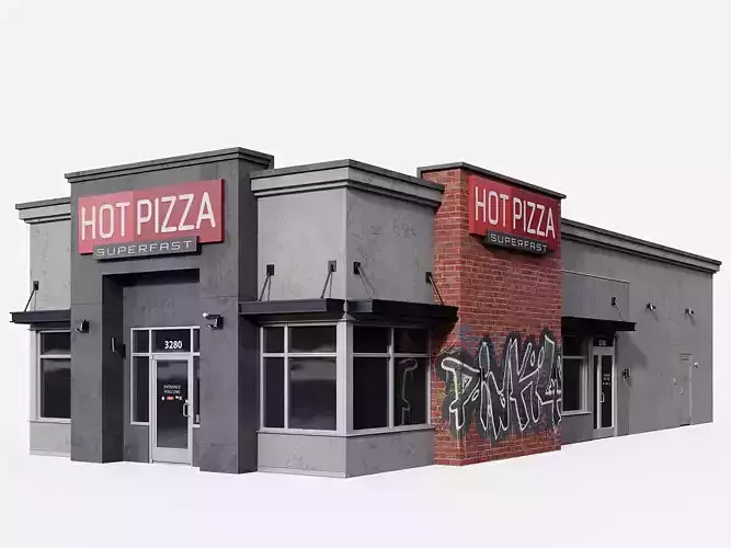 Urban Building - Pizza Restaurant Low-poly 3D model