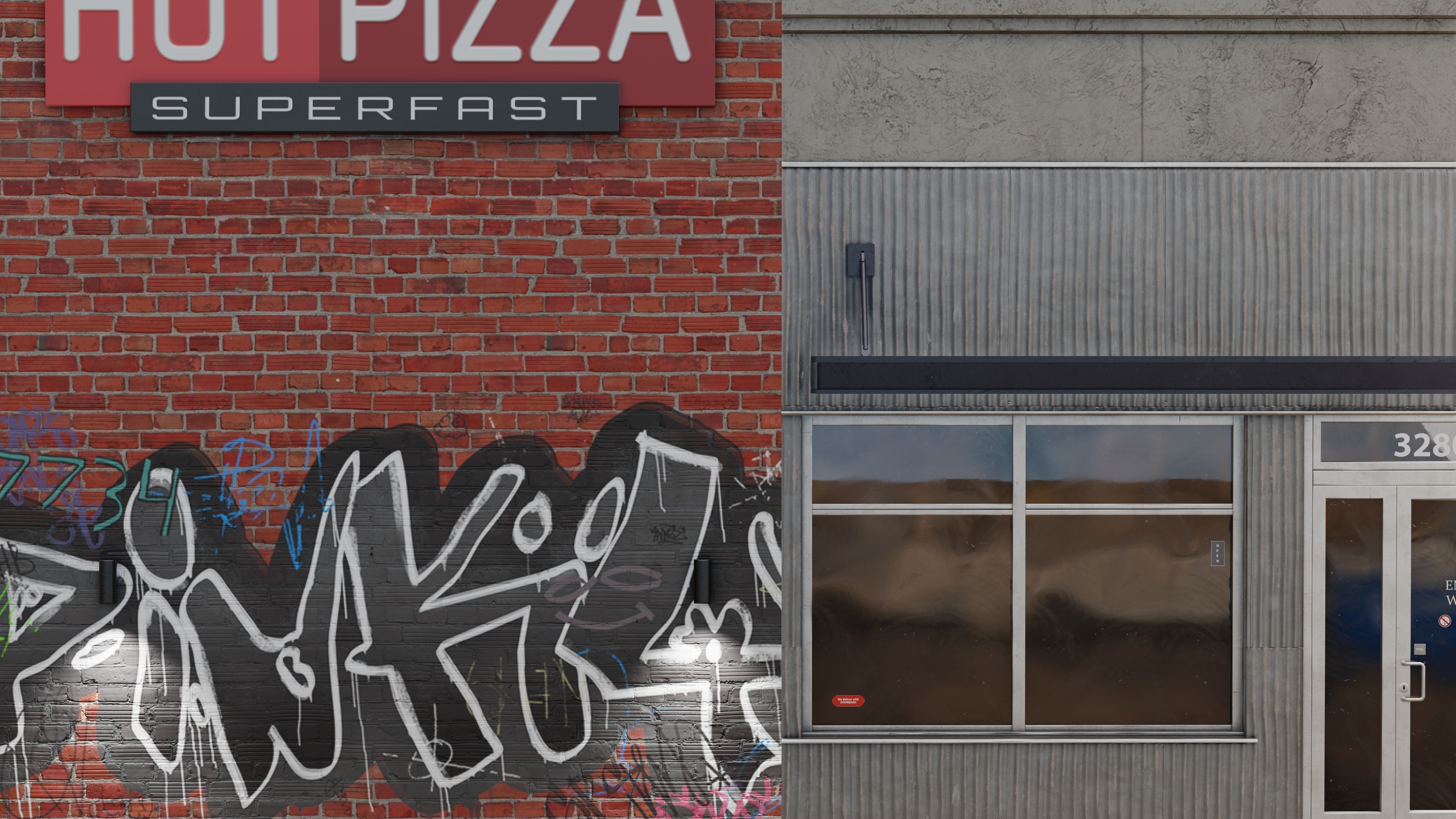 Urban Building - Pizza Restaurant Low-poly 3D model_12