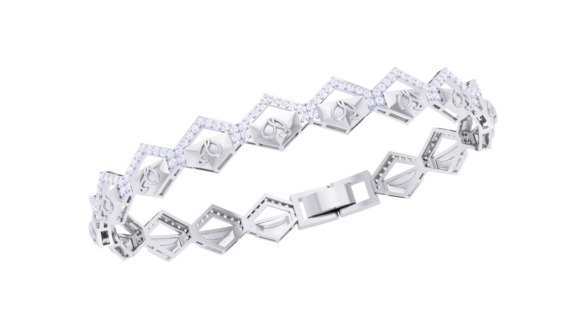 Chain Style Unisex Diamond Bracelet 3dm renders 3D print model_4