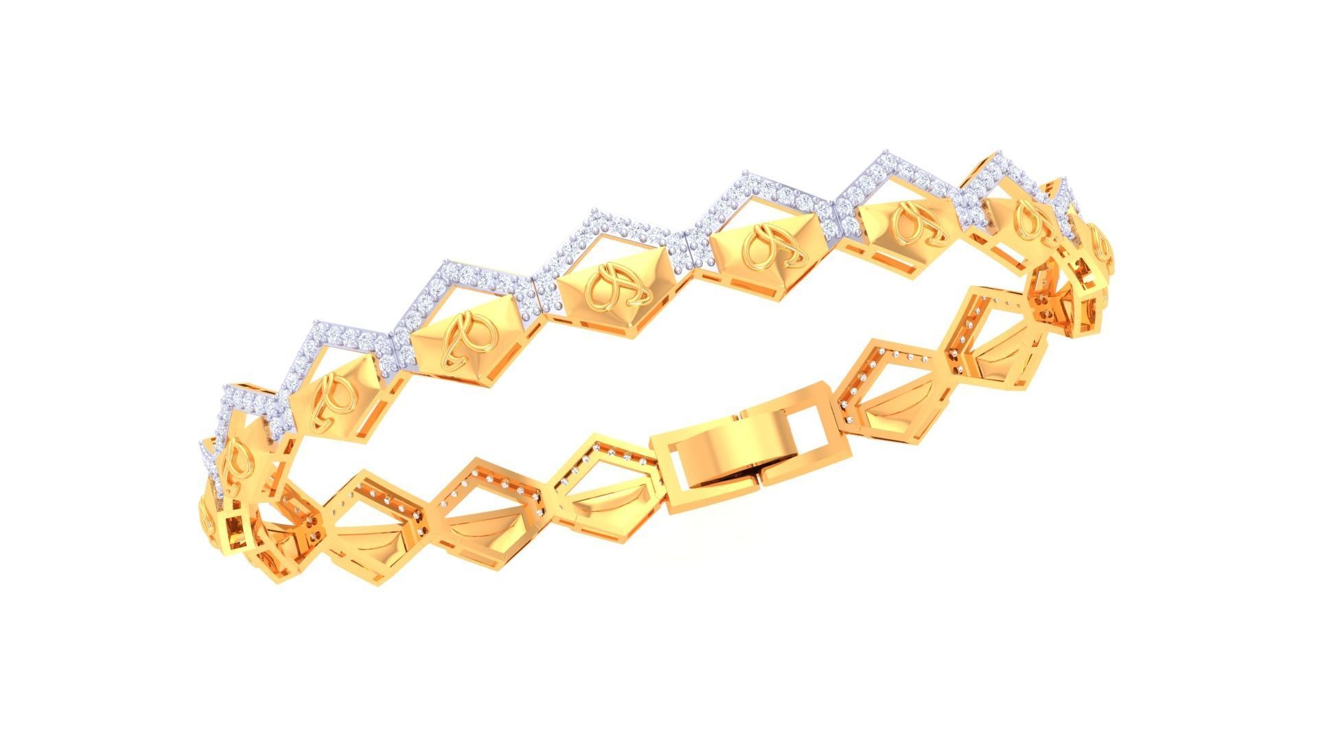 Chain Style Unisex Diamond Bracelet 3dm renders 3D print model_5