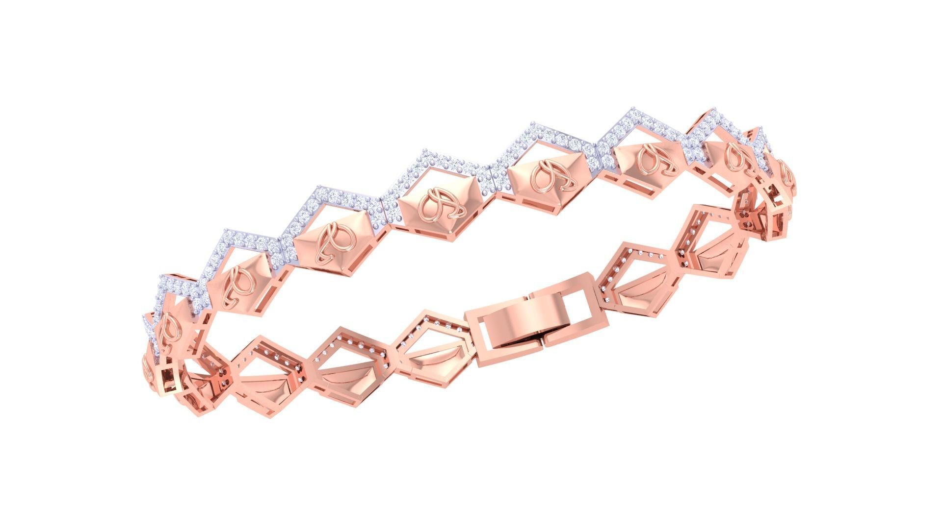 Chain Style Unisex Diamond Bracelet 3dm renders 3D print model_3