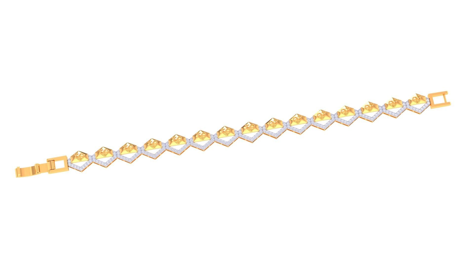 Chain Style Unisex Diamond Bracelet 3dm renders 3D print model_1