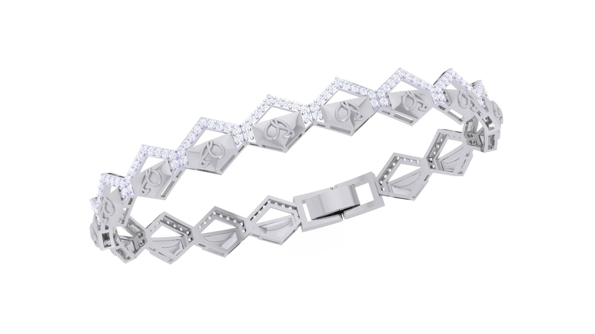 Chain Style Unisex Diamond Bracelet 3dm renders 3D print model_7