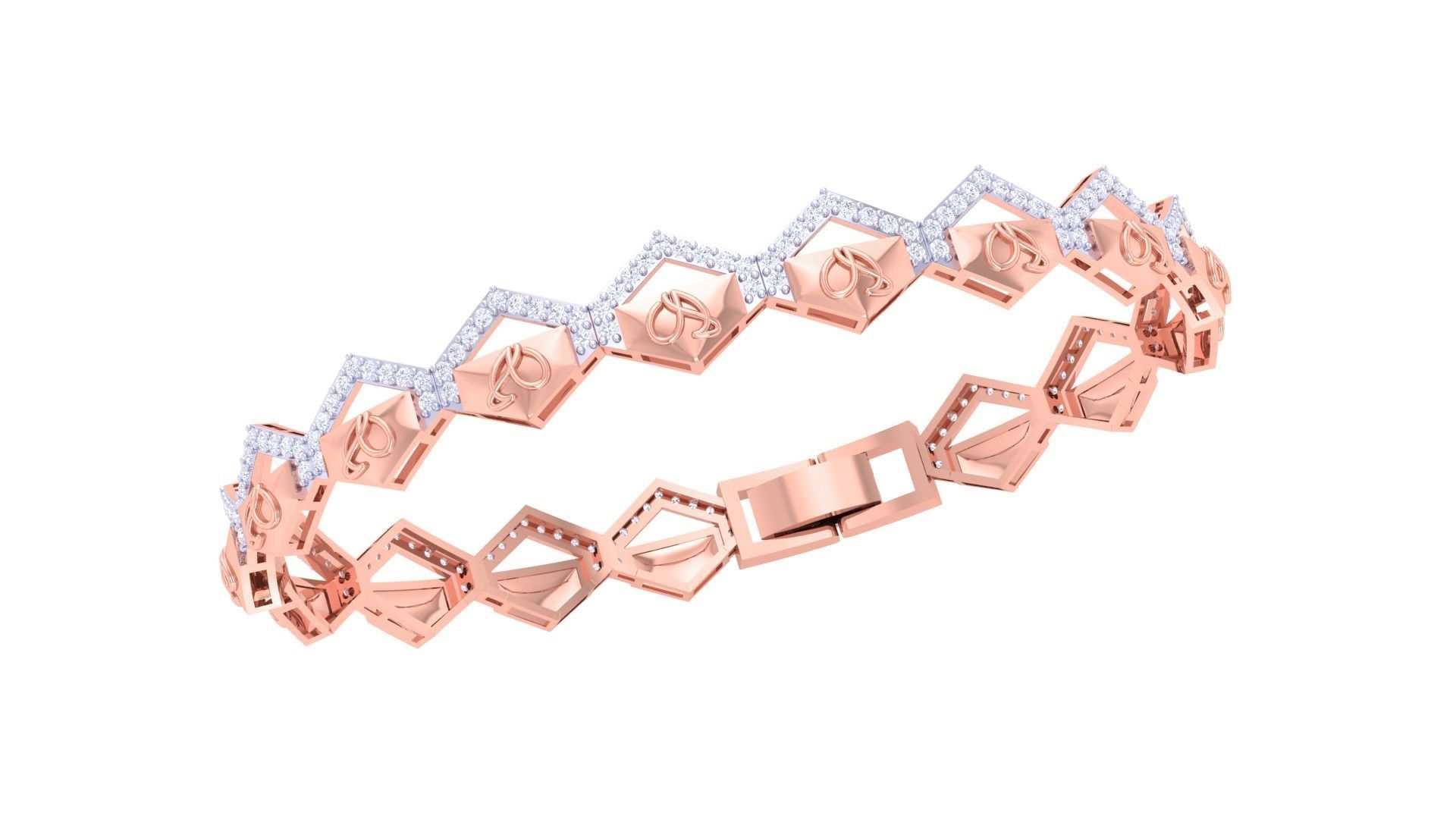 Chain Style Unisex Diamond Bracelet 3dm renders 3D print model_6