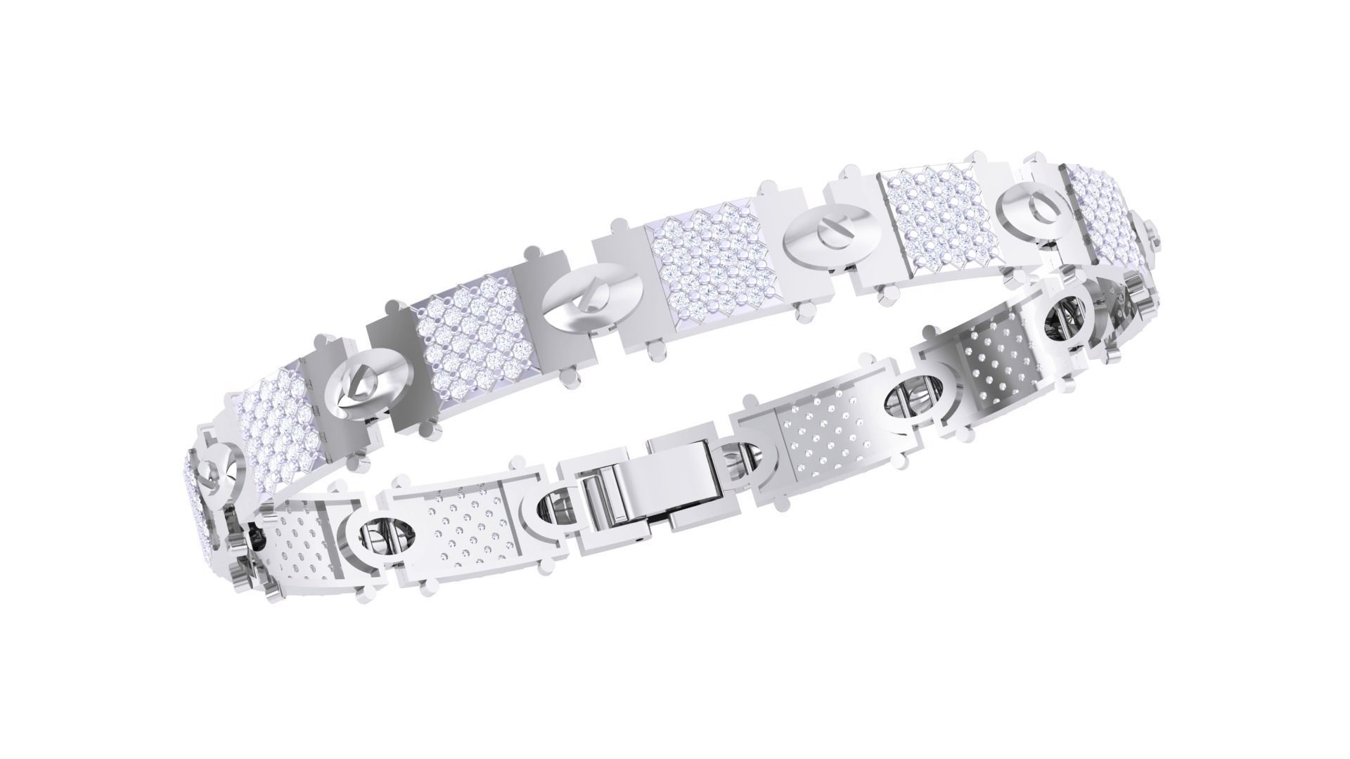 Chain Style Screw Head Unisex Diamond Bracelet 3dm 3D print model_7