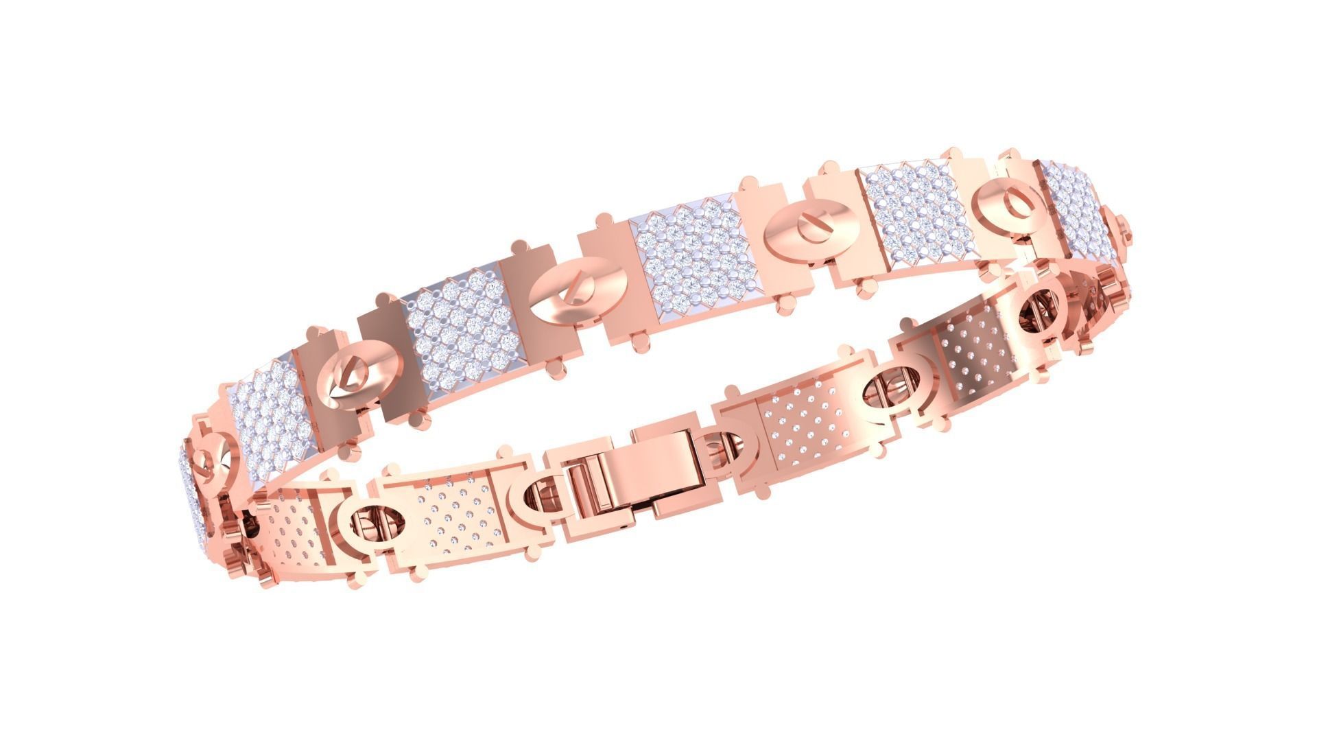 Chain Style Screw Head Unisex Diamond Bracelet 3dm 3D print model_3