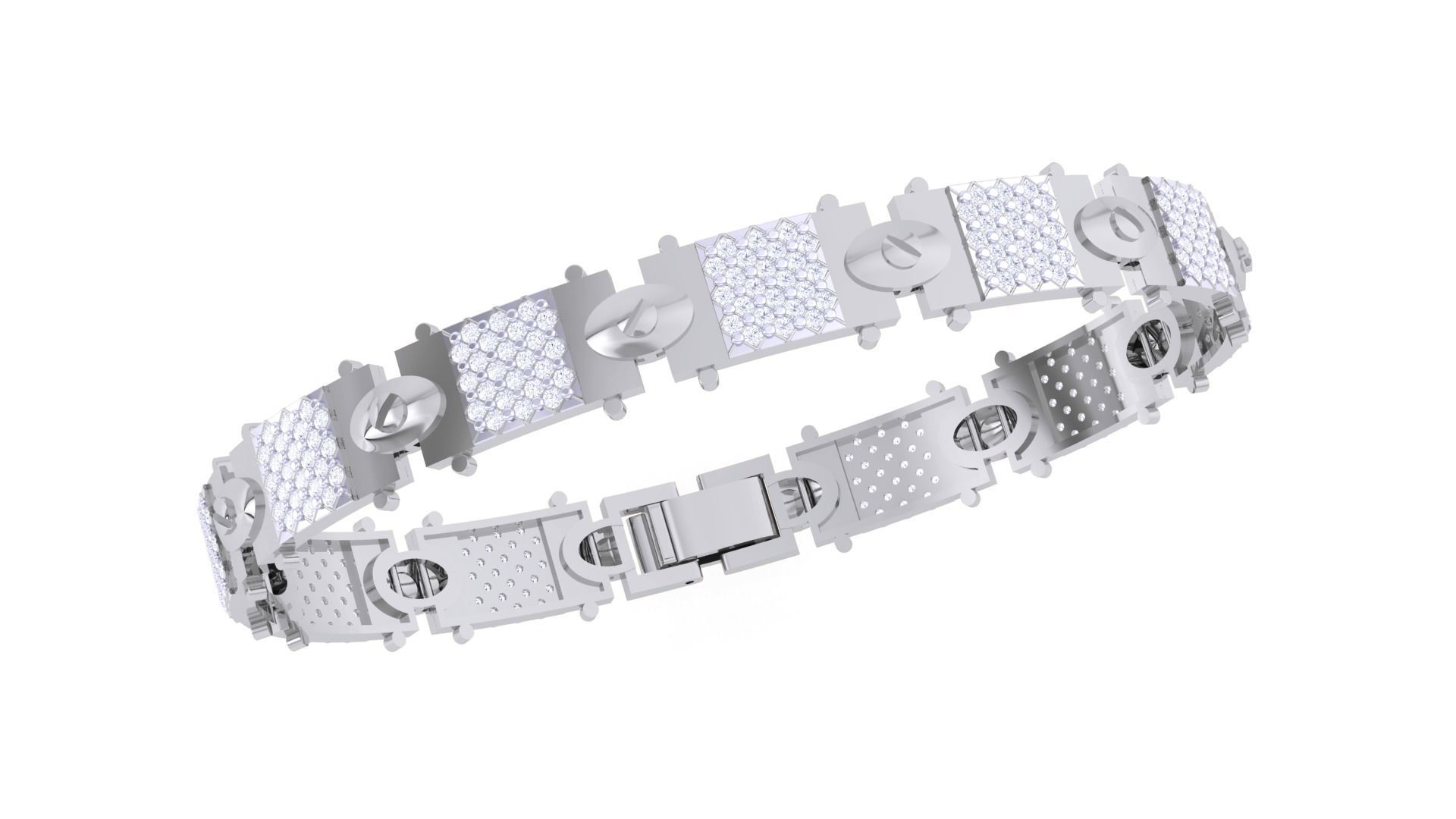 Chain Style Screw Head Unisex Diamond Bracelet 3dm 3D print model_4
